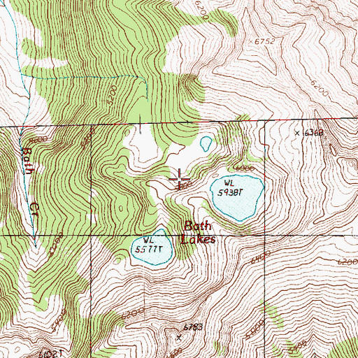 Topographic Map of Bath Lakes, WA
