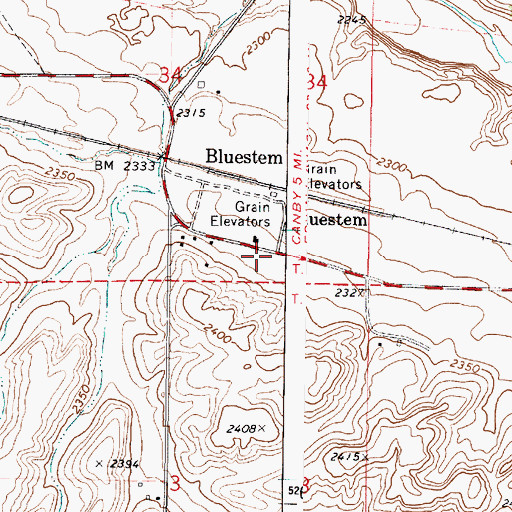 Topographic Map of Bluestem, WA