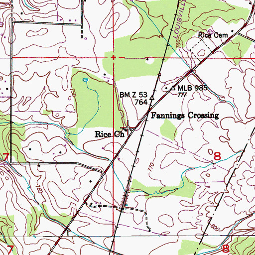 Topographic Map of Rice Church, AL
