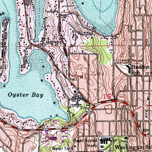 Topographic Map of Crown Hill Elementary School, WA
