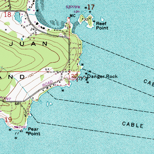 Topographic Map of Danger Rock, WA