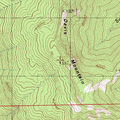 Topographic Map of Davis Mountain, WA