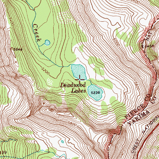 Topographic Map of Deadwood Lakes, WA