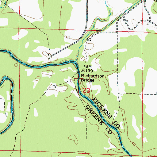 Topographic Map of Richardson Bridge, AL
