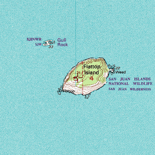Topographic Map of Flattop Island, WA