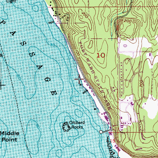 Topographic Map of Fort Ward State Park, WA