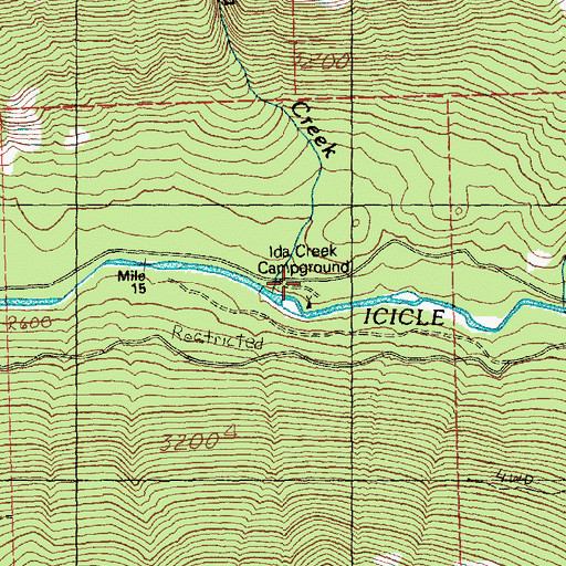 Topographic Map of Ida Creek Campground, WA