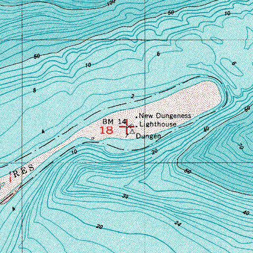 Topographic Map of New Dungeness Lighthouse, WA