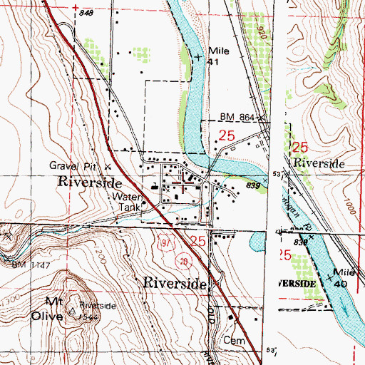 Topographic Map of Riverside, WA
