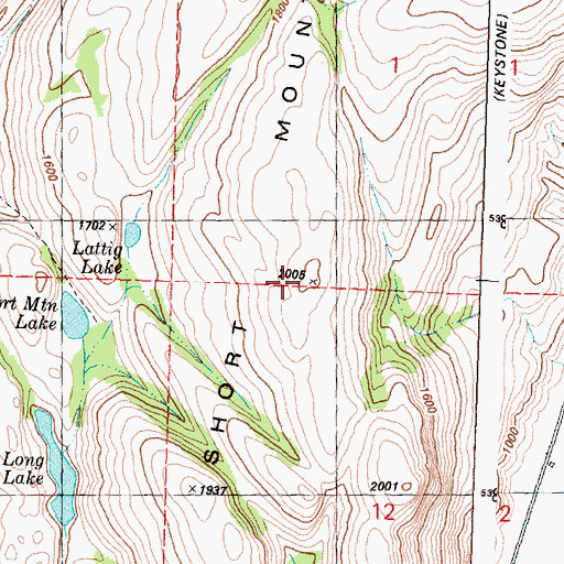 Topographic Map of Short Mountain, WA