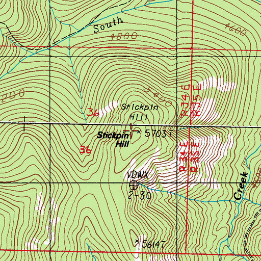 Topographic Map of Stickpin Hill, WA