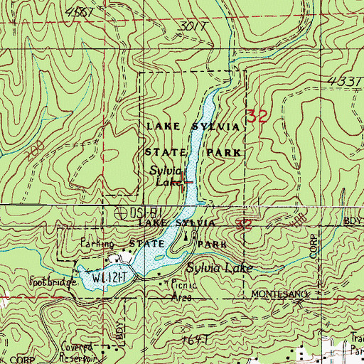 Topographic Map of Lake Sylvia State Park, WA