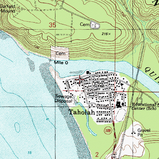 Topographic Map of Taholah, WA