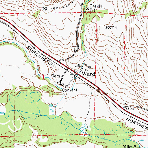 Topographic Map of Ward, WA
