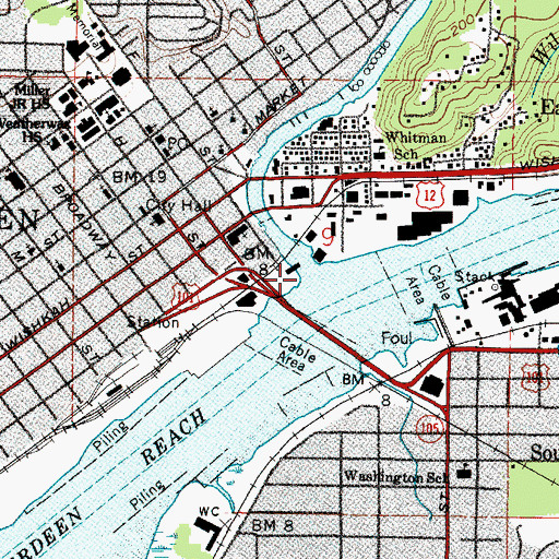 Topographic Map of Wishkah River, WA