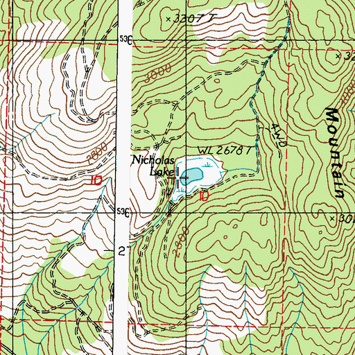 Topographic Map of Nicholas Lake, WA