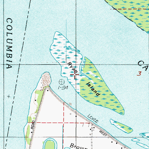 Topographic Map of Ryan Island, WA
