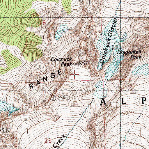 Topographic Map of Colchuck Peak, WA