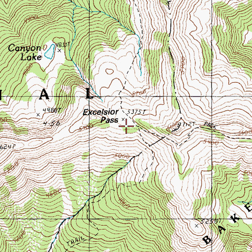 Topographic Map of Excelsior Pass, WA
