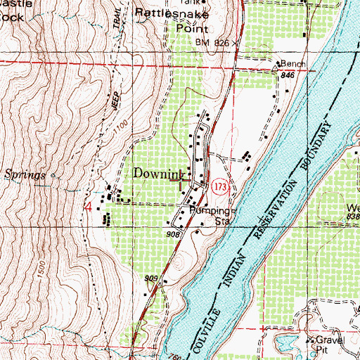 Topographic Map of Downing, WA