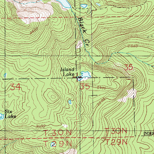 Topographic Map of Island Lake, WA