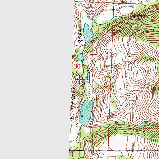 Topographic Map of Wenner Lakes, WA