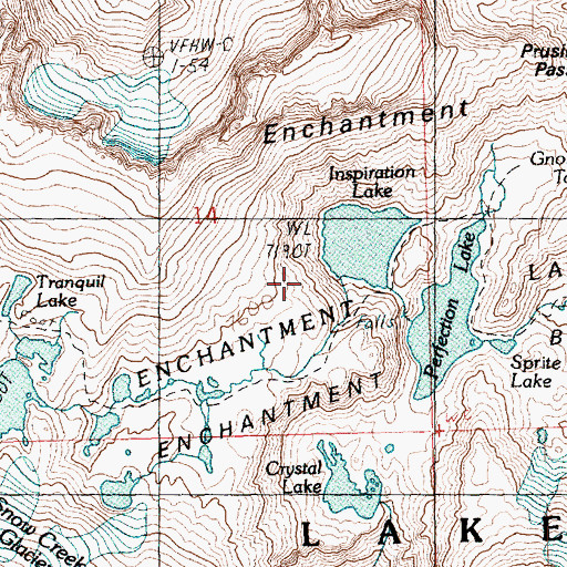 Topographic Map of Enchantment Basin, WA