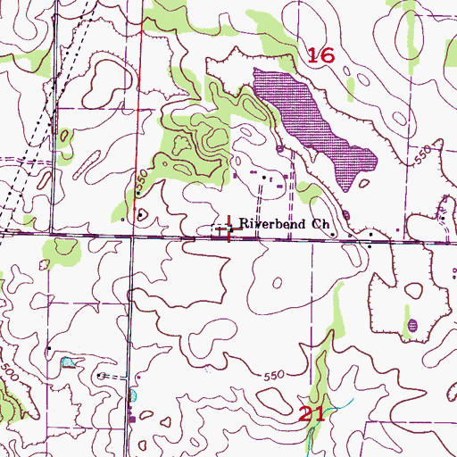 Topographic Map of Riverbend Church of Christ, AL