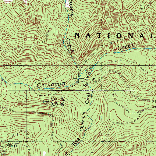 Topographic Map of Discovery Creek, WA