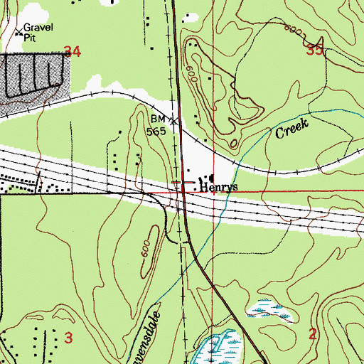 Topographic Map of Henrys, WA