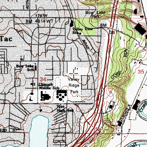 Topographic Map of Seattle Christian Middle School, WA
