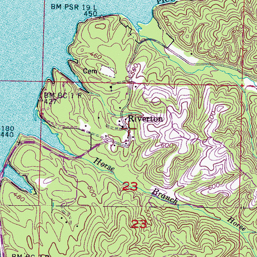 Topographic Map of Riverton, AL