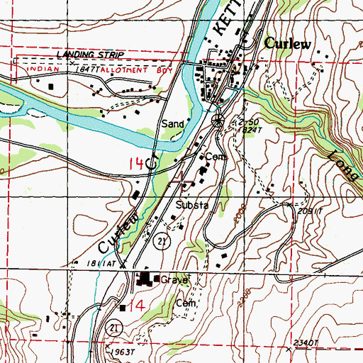 Topographic Map of Curlew Administration Site, WA