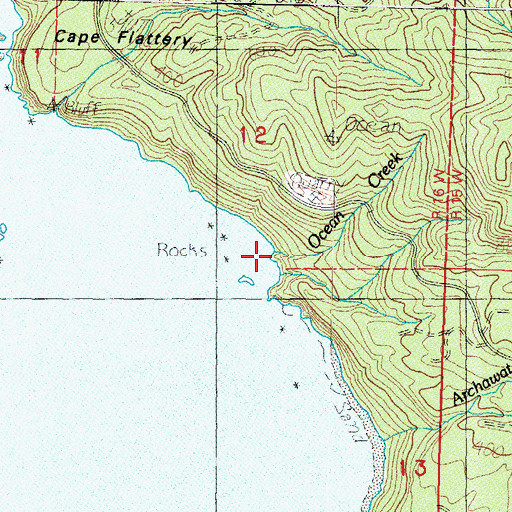 Topographic Map of Ocean Creek, WA