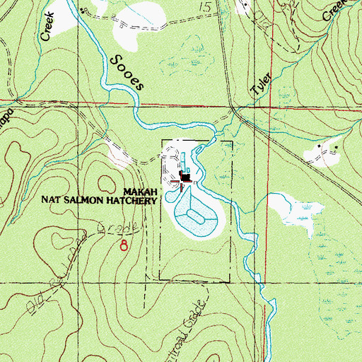Topographic Map of Makah National Salmon Hatchery, WA