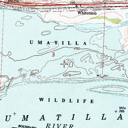 Topographic Map of Umatilla National Wildlife Refuge, WA