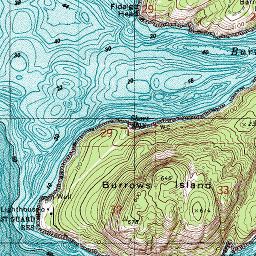 Topographic Map of Short Bay, WA