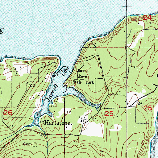 Topographic Map of Jarrell Cove State Park, WA