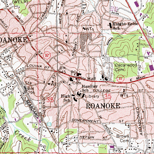 Topographic Map of Roanoke, AL