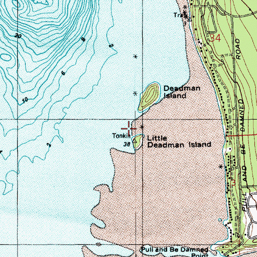 Topographic Map of Tonkon Islands, WA