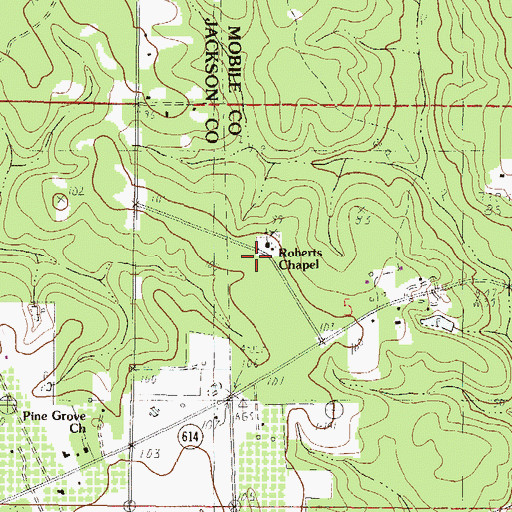 Topographic Map of Roberts Chapel, AL
