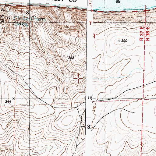 Topographic Map of Choke Cherry Canyon, WA