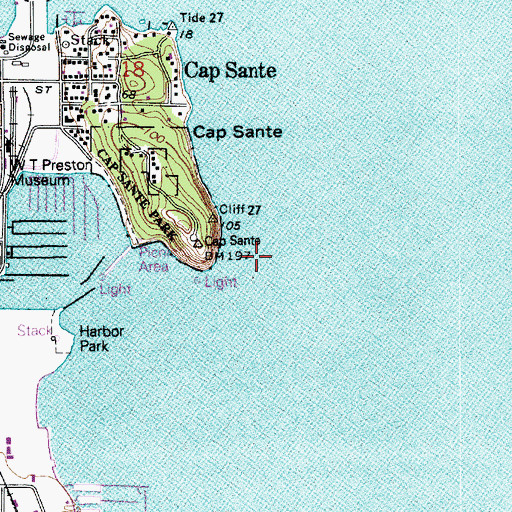 Topographic Map of Cap Sante Waterway, WA