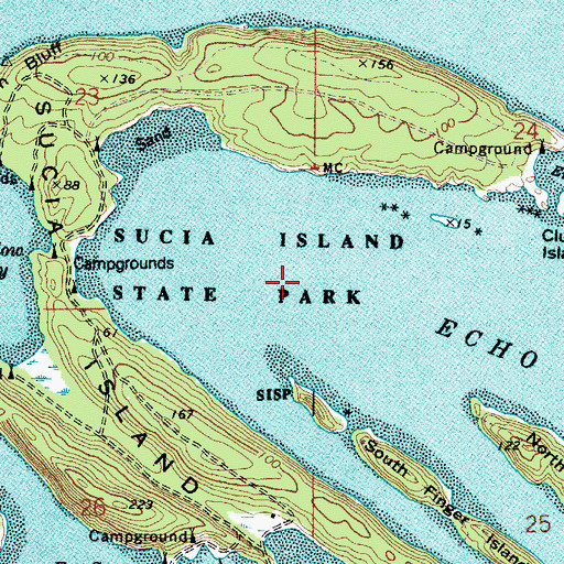 Topographic Map of Sucia Islands, WA