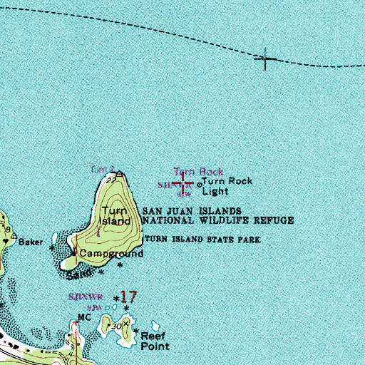 Topographic Map of Turn Rock, WA