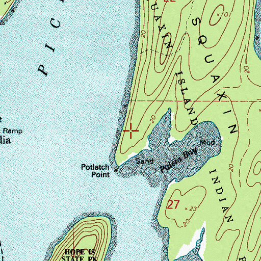 Topographic Map of Potlatch Point, WA