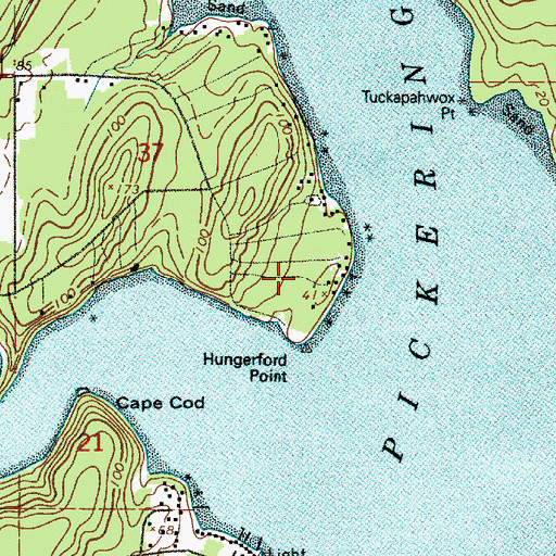 Topographic Map of Hungerford Point, WA