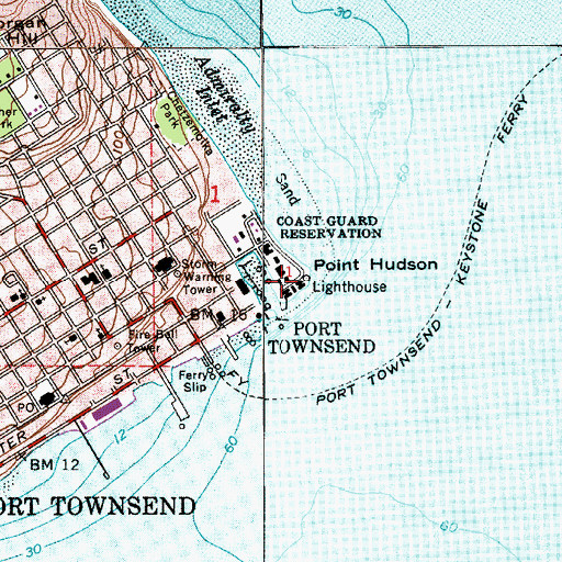 Topographic Map of Point Hudson Lighthouse, WA