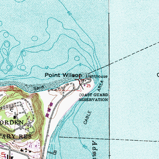 Topographic Map of Point Wilson Lighthouse, WA