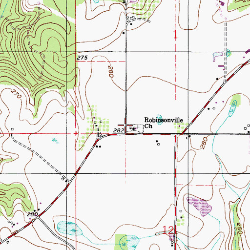 Topographic Map of Robinsonville Baptist Church, AL